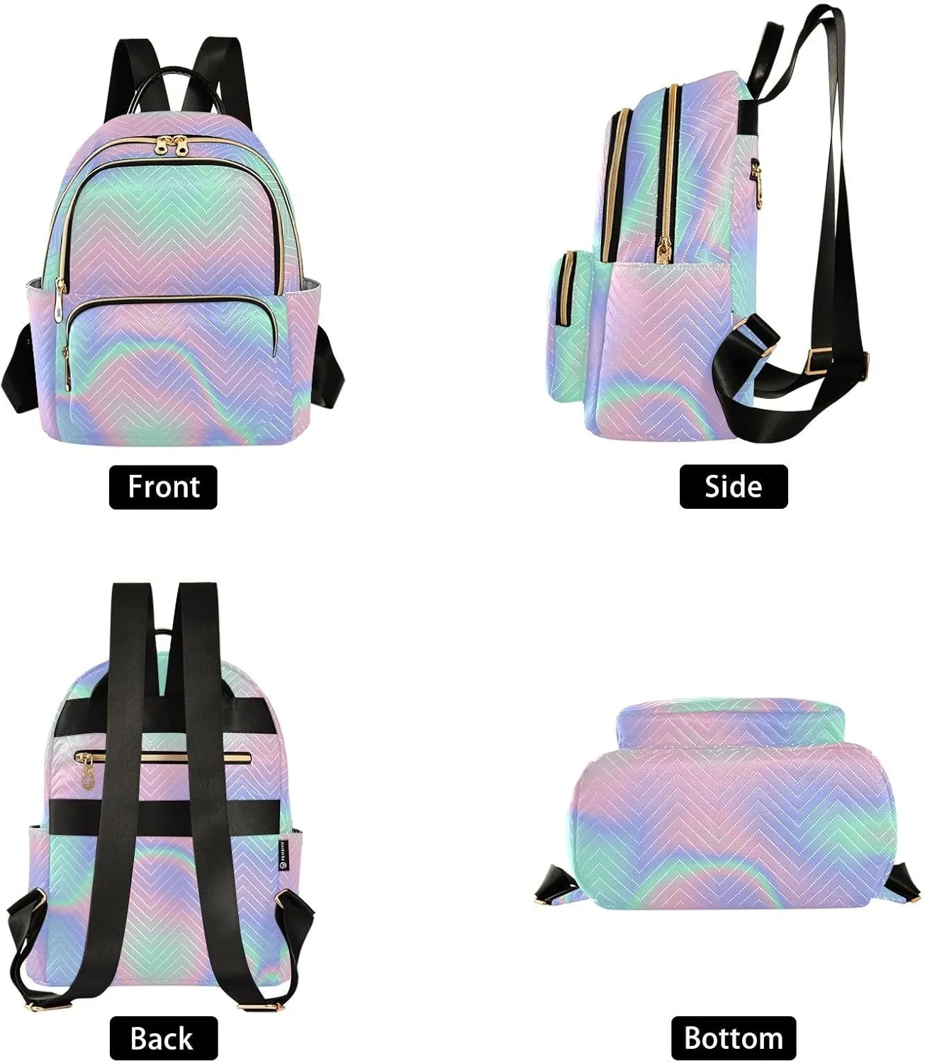 CEBUGI Holographic Wave Women's Backpack Purse Fashion Travel Anti Theft Backpack Casual Daypack for Work College,S