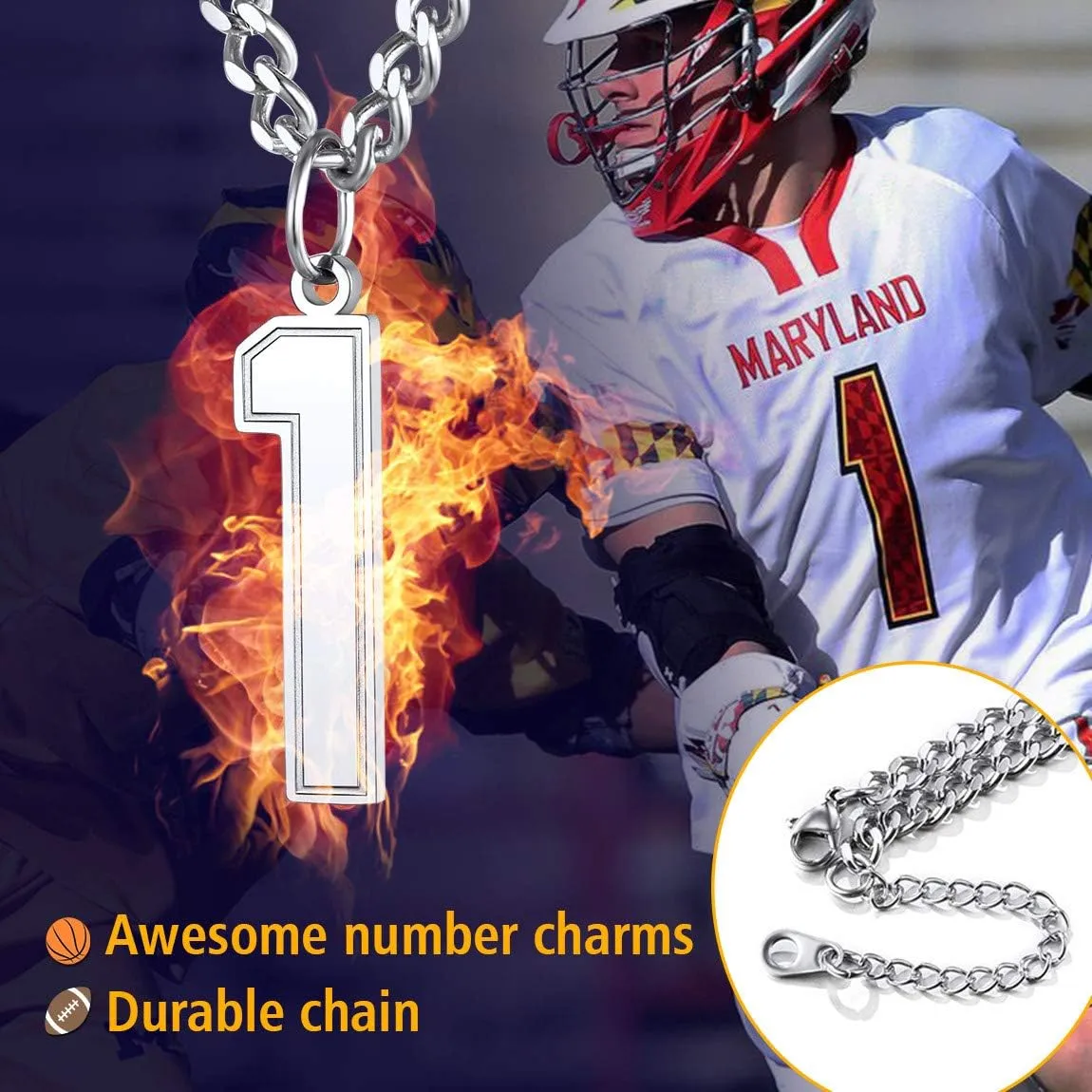 ChainsPro Can Engrave, Men 0-9 Jersey Number Necklace-Adjustable Chain, Baseball/Basketball/Football Team Jewelry, 316L Stainless Steel/Gold Plated-Send Gift Box