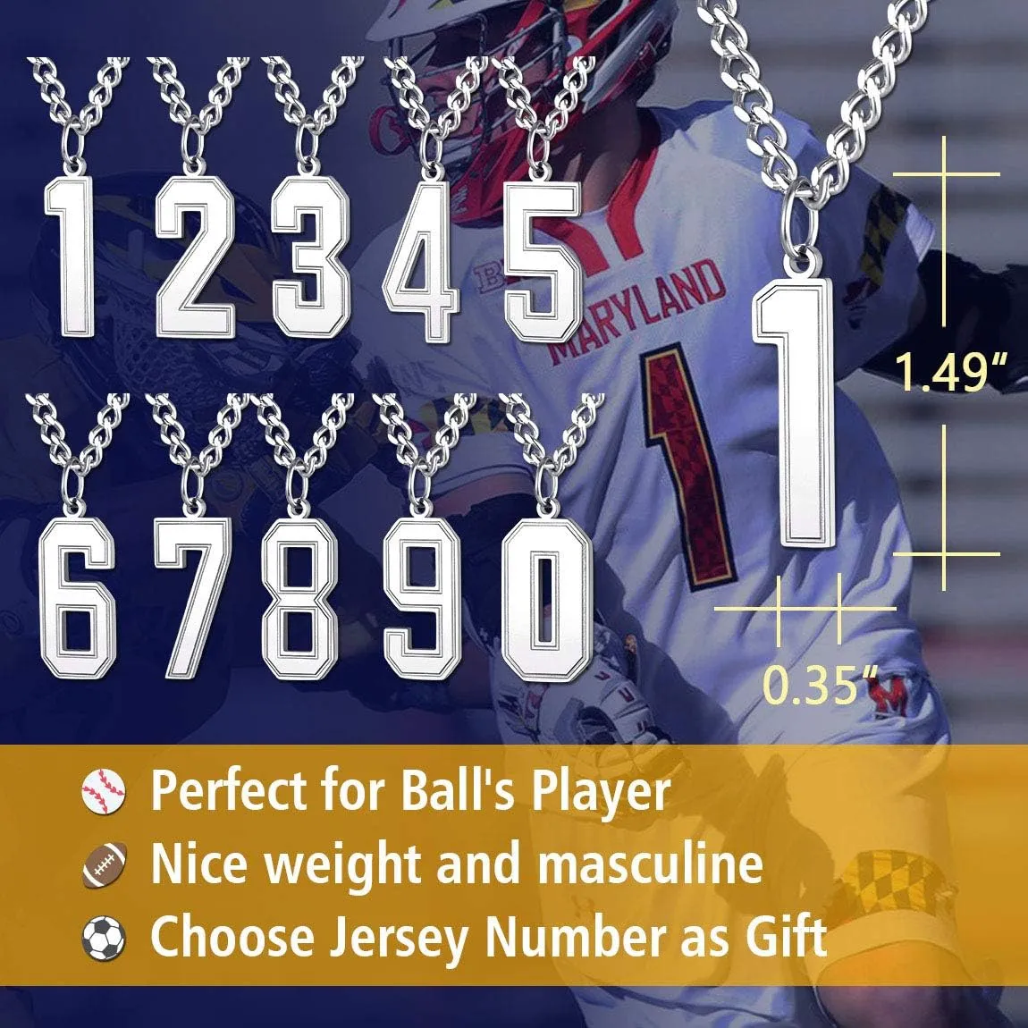 ChainsPro Can Engrave, Men 0-9 Jersey Number Necklace-Adjustable Chain, Baseball/Basketball/Football Team Jewelry, 316L Stainless Steel/Gold Plated-Send Gift Box