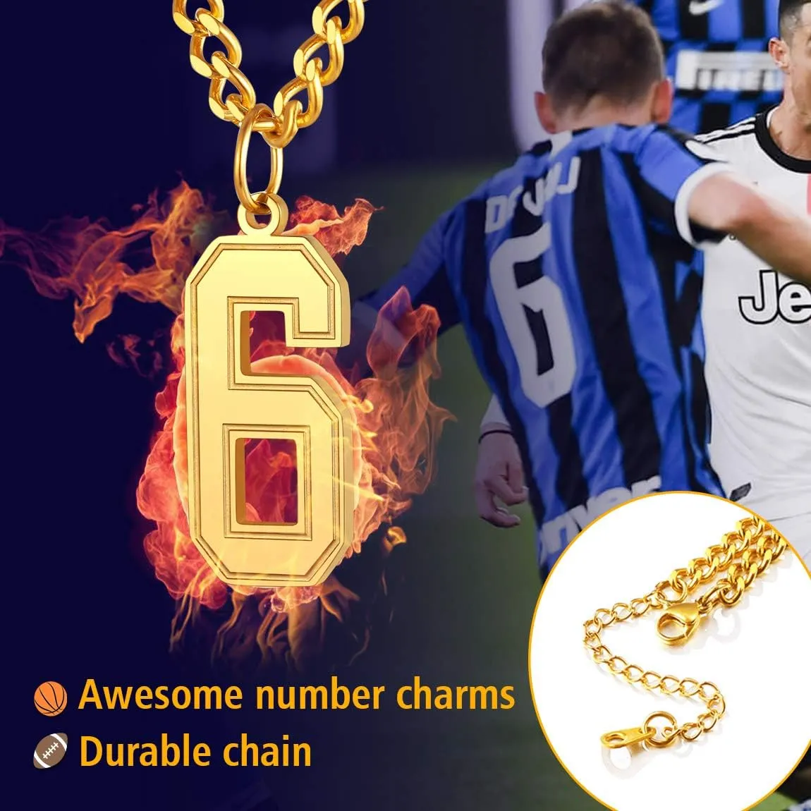 ChainsPro Can Engrave, Men 0-9 Jersey Number Necklace-Adjustable Chain, Baseball/Basketball/Football Team Jewelry, 316L Stainless Steel/Gold Plated-Send Gift Box