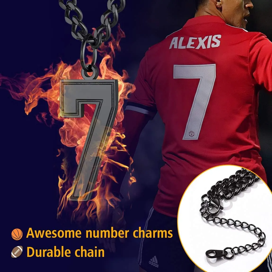 ChainsPro Can Engrave, Men 0-9 Jersey Number Necklace-Adjustable Chain, Baseball/Basketball/Football Team Jewelry, 316L Stainless Steel/Gold Plated-Send Gift Box