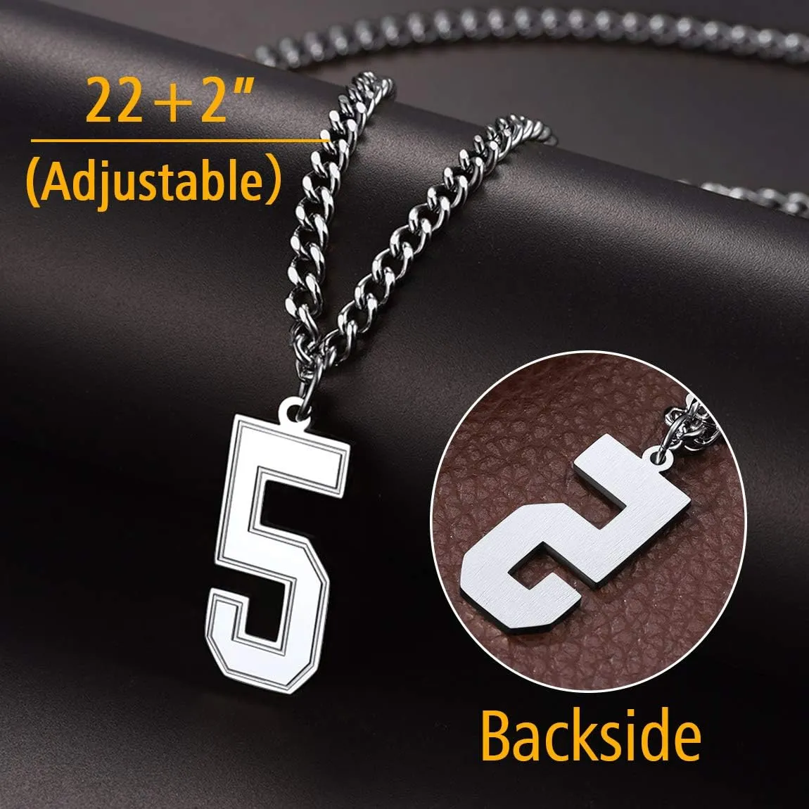 ChainsPro Can Engrave, Men 0-9 Jersey Number Necklace-Adjustable Chain, Baseball/Basketball/Football Team Jewelry, 316L Stainless Steel/Gold Plated-Send Gift Box