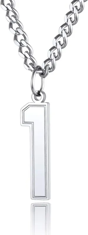 ChainsPro Can Engrave, Men 0-9 Jersey Number Necklace-Adjustable Chain, Baseball/Basketball/Football Team Jewelry, 316L Stainless Steel/Gold Plated-Send Gift Box
