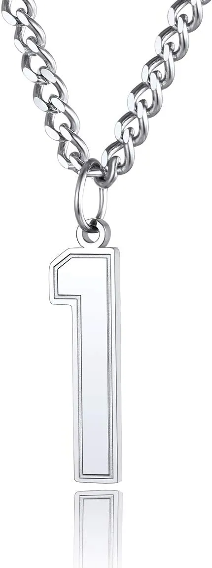ChainsPro Can Engrave, Men 0-9 Jersey Number Necklace-Adjustable Chain, Baseball/Basketball/Football Team Jewelry, 316L Stainless Steel/Gold Plated-Send Gift Box