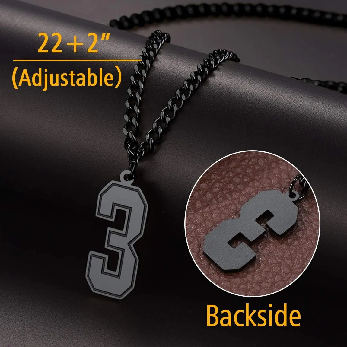 ChainsPro Can Engrave, Men 0-9 Jersey Number Necklace-Adjustable Chain, Baseball/Basketball/Football Team Jewelry, 316L Stainless Steel/Gold Plated-Send Gift Box