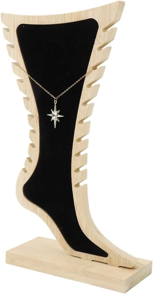 CHGCRAFT 1 Set Foot Anklet Display Stands Wooden Holder Foot Display Storage Showcase Stand for Ankle Jewellery Display for Ankle Jewellery Display, Black, 8.272.7611.22 inch