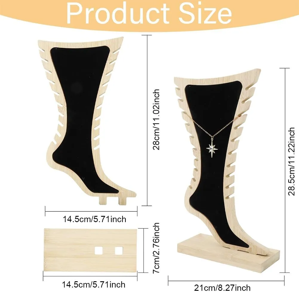CHGCRAFT 1 Set Foot Anklet Display Stands Wooden Holder Foot Display Storage Showcase Stand for Ankle Jewellery Display for Ankle Jewellery Display, Black, 8.272.7611.22 inch