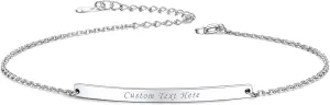 ChicSilver Womens Personalized Bar Anklets 925 Sterling Silver Pipe Bar Tube Ankle Bracelet Adjustable Link Chain Anklets Simple Delicate Boho Beach Foot Jewelry