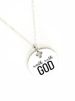 Christian Jewelry, Walk With God Necklace, Christian Necklace, Scripture Jewelry, Christian Gift, Religious Jewelry, Cross Pendant Necklace