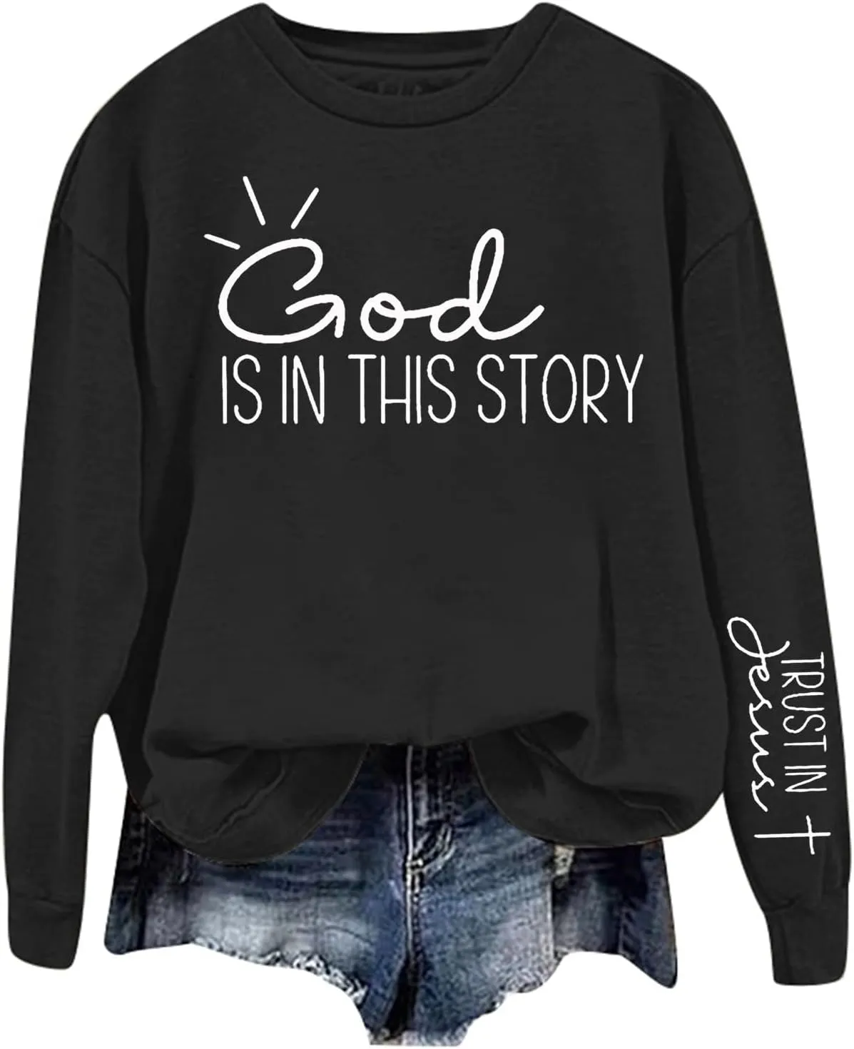 Christian Sweatshirts for Women God is Still Writing Your Story Long Sleeve Shirt Crewneck Sweatshirts