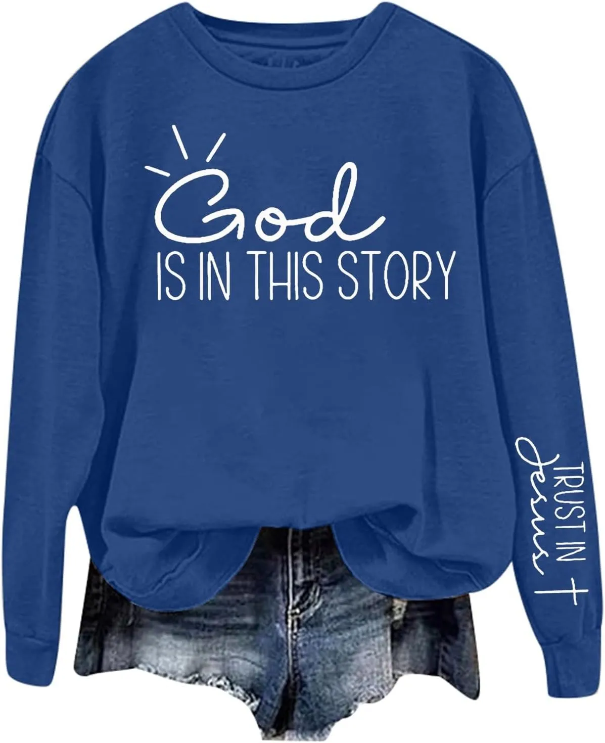 Christian Sweatshirts for Women God is Still Writing Your Story Long Sleeve Shirt Crewneck Sweatshirts