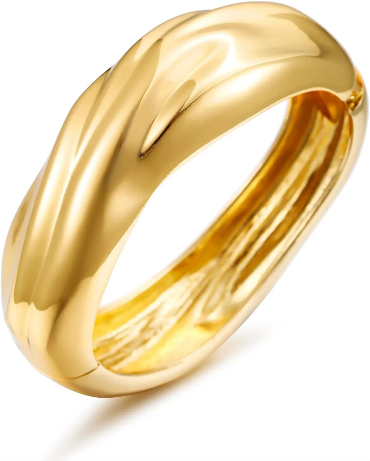 Chunky Gold Bangle Bracelets for Women Wide Textured Wrist Wrap Cuff Bangle Bracelet Jewelry