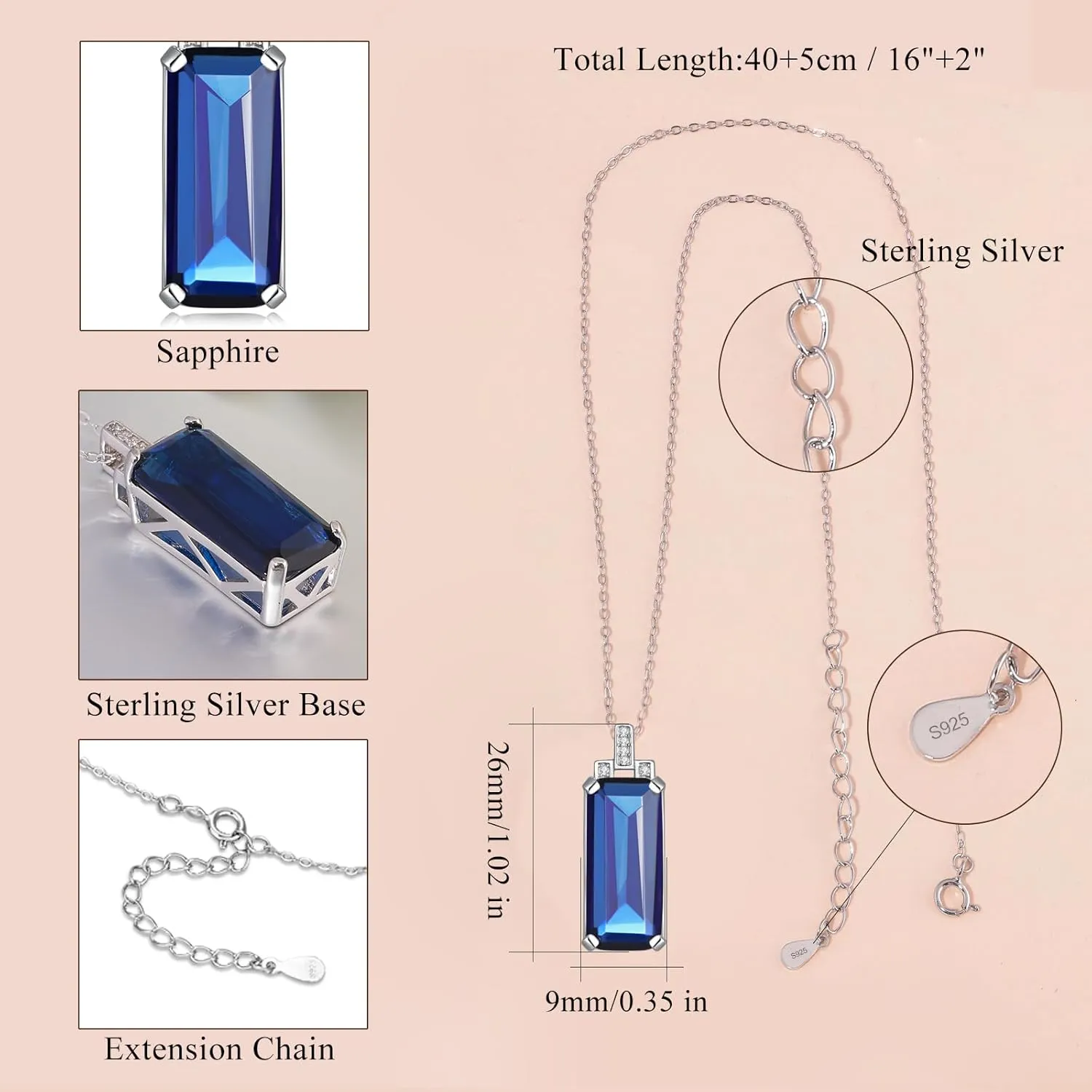 CiNily Mother's Day Gifts Sterling Silver Pendant Necklaces for Women Hypoallergenic, Flip Flop Shoes Pendant Necklace Sandal/Triangle/Heart/Rectangular Cubic Zircon Pendant Necklace Jewelry