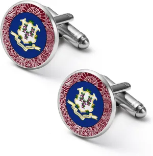 Connecticut Flag Cufflinks-Men's Shirt Cuff Link for Wedding/business/anniversary/father's Day/party/birthday Gifts 2.0cm