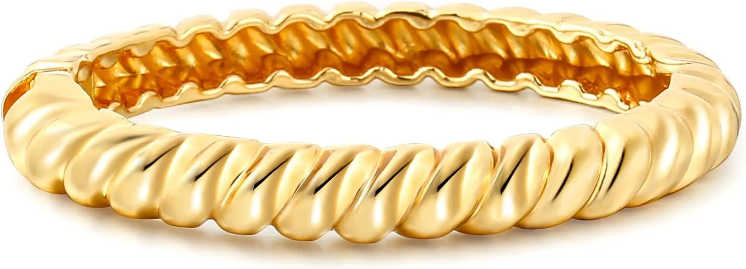 CONRAN KREMIX Gold Cable cuff Bangle Bracelets For Women Chunky Gold Thick Hinged Minimalist Bangles Bracelet Gift