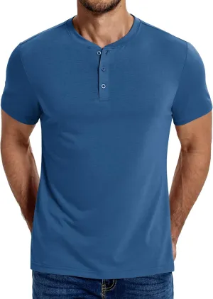 COOFANDY Men's Henley Shirts Cotton Short Sleeve Casual T-Shirt Button Henley Basic Tee Lightweight Summer Top