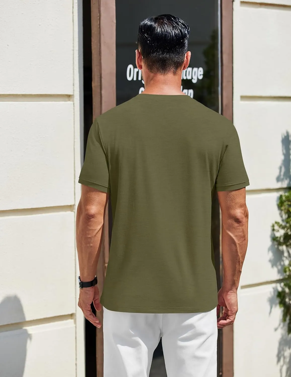 COOFANDY Men's Henley Shirts Cotton Short Sleeve Casual T-Shirt Button Henley Basic Tee Lightweight Summer Top
