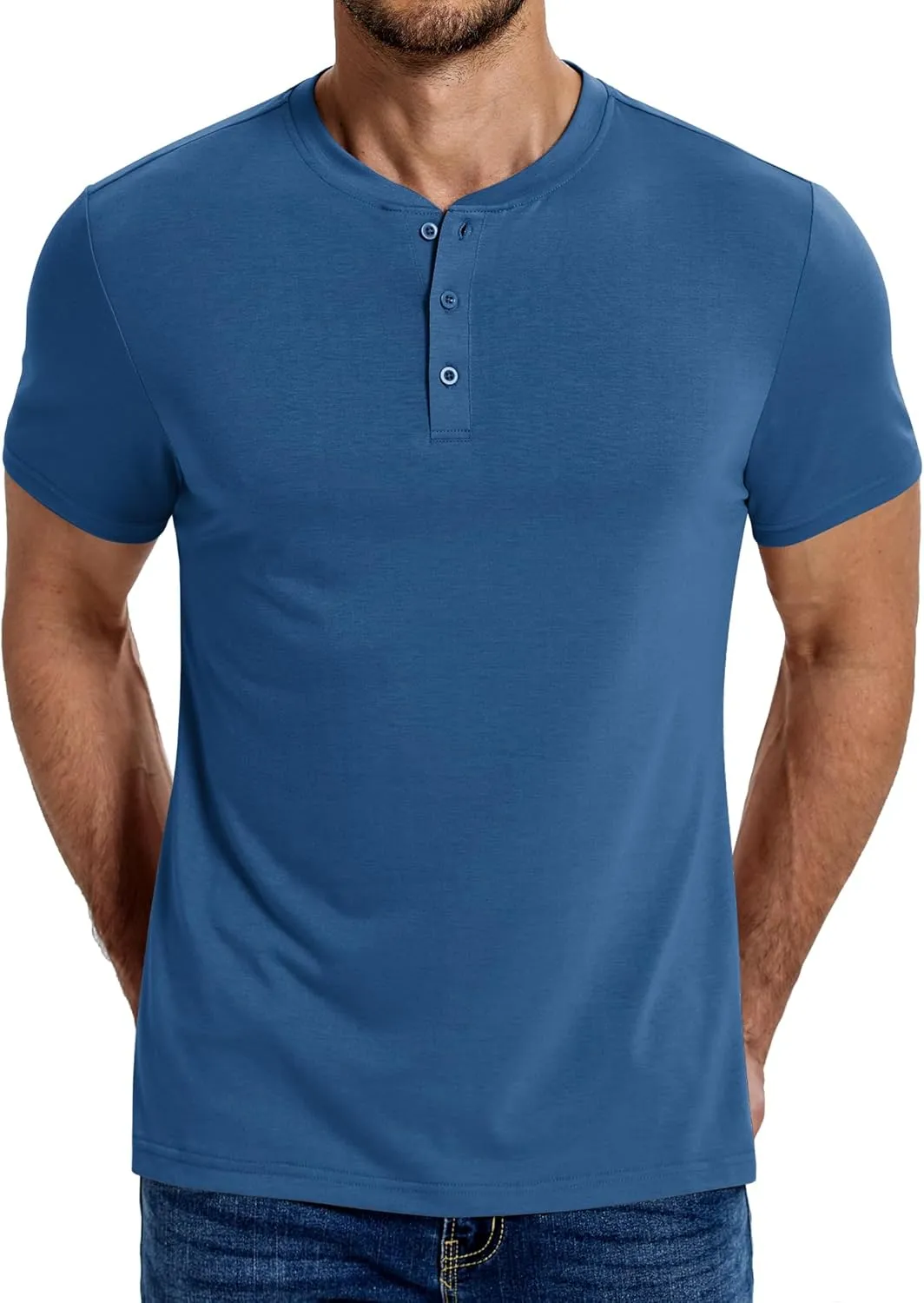 COOFANDY Men's Henley Shirts Cotton Short Sleeve Casual T-Shirt Button Henley Basic Tee Lightweight Summer Top