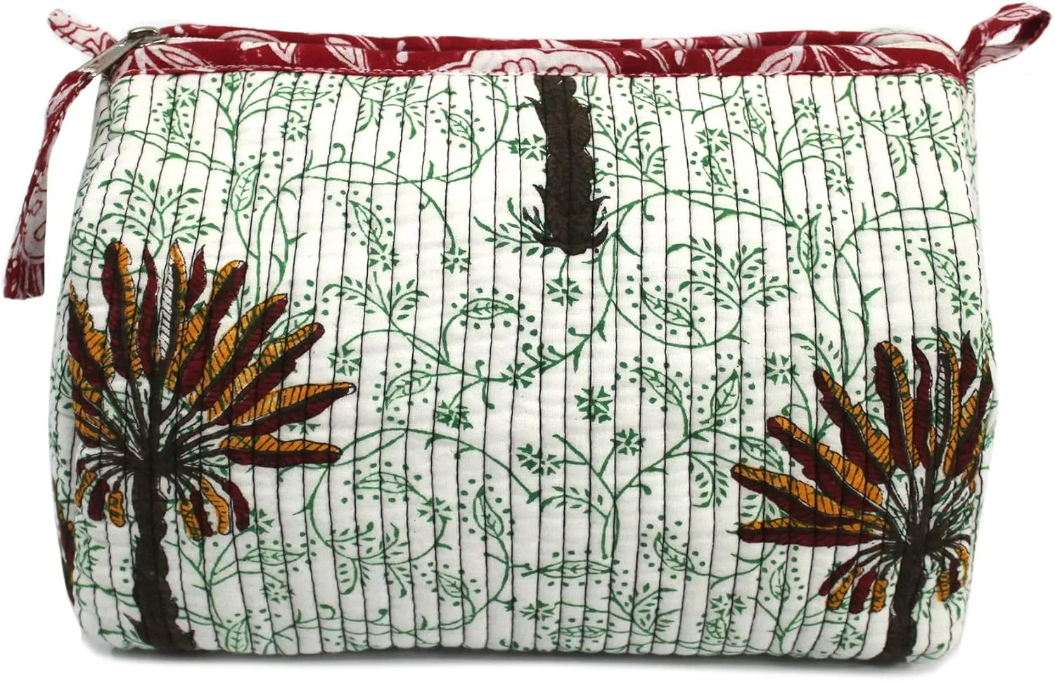 CRAFT KALA Toiletry Bag Water-resistant Makeup Bag Set, Quilted Makeup Bag, Large Floral Cosmetic Bag for Women, Cute Cotton Makeup Bags, Flower Travel Toiletry Organizer Bag (Multi, Small)