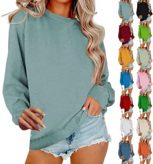 Crewneck Sweatshirts Women Trendy Casual Long Sleeve Tops Cute Teen Girls Crew Neck Sweatshirt Sweaters 2024