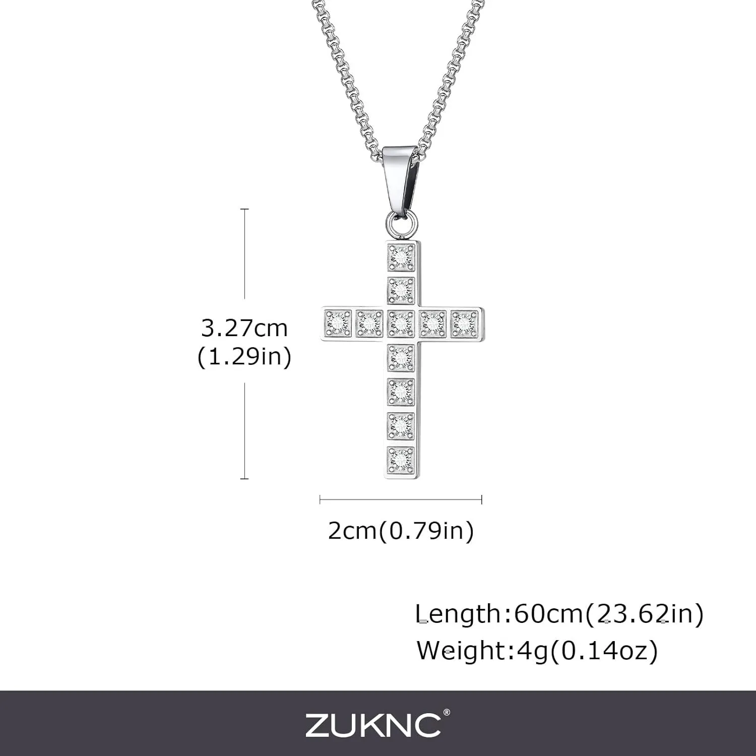 Cross Necklace for Men, Silver/Black/Diamond Stainless Steel Cross Necklace for Men, Hypoallergenic Religious Jewelry Gift for Him, Husband, Boyfriend