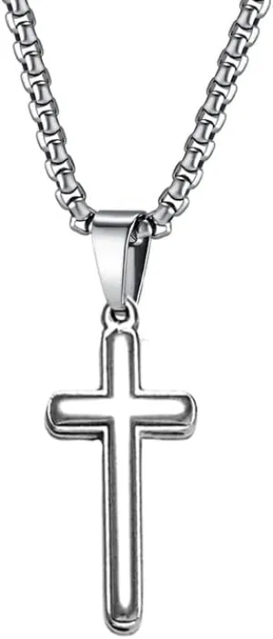 Cross Necklaces for Women Men Gold Black Silver Titanium Steel Cross Pendant Necklace Punk Box Chain Hip-hop Cross Couple Necklaces Religious Jewelry Gifts
