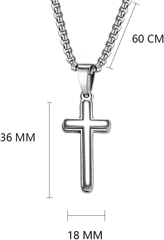 Cross Necklaces for Women Men Gold Black Silver Titanium Steel Cross Pendant Necklace Punk Box Chain Hip-hop Cross Couple Necklaces Religious Jewelry Gifts