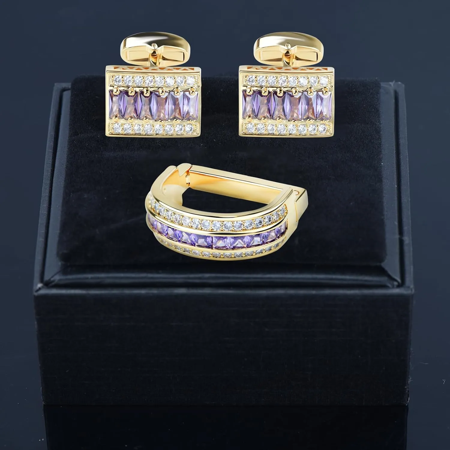 Crystal Cufflinks for Men Luxurious Gorgeous Cuff Links French Shirt Accessories Wedding Business Cufflinks with Gift Box