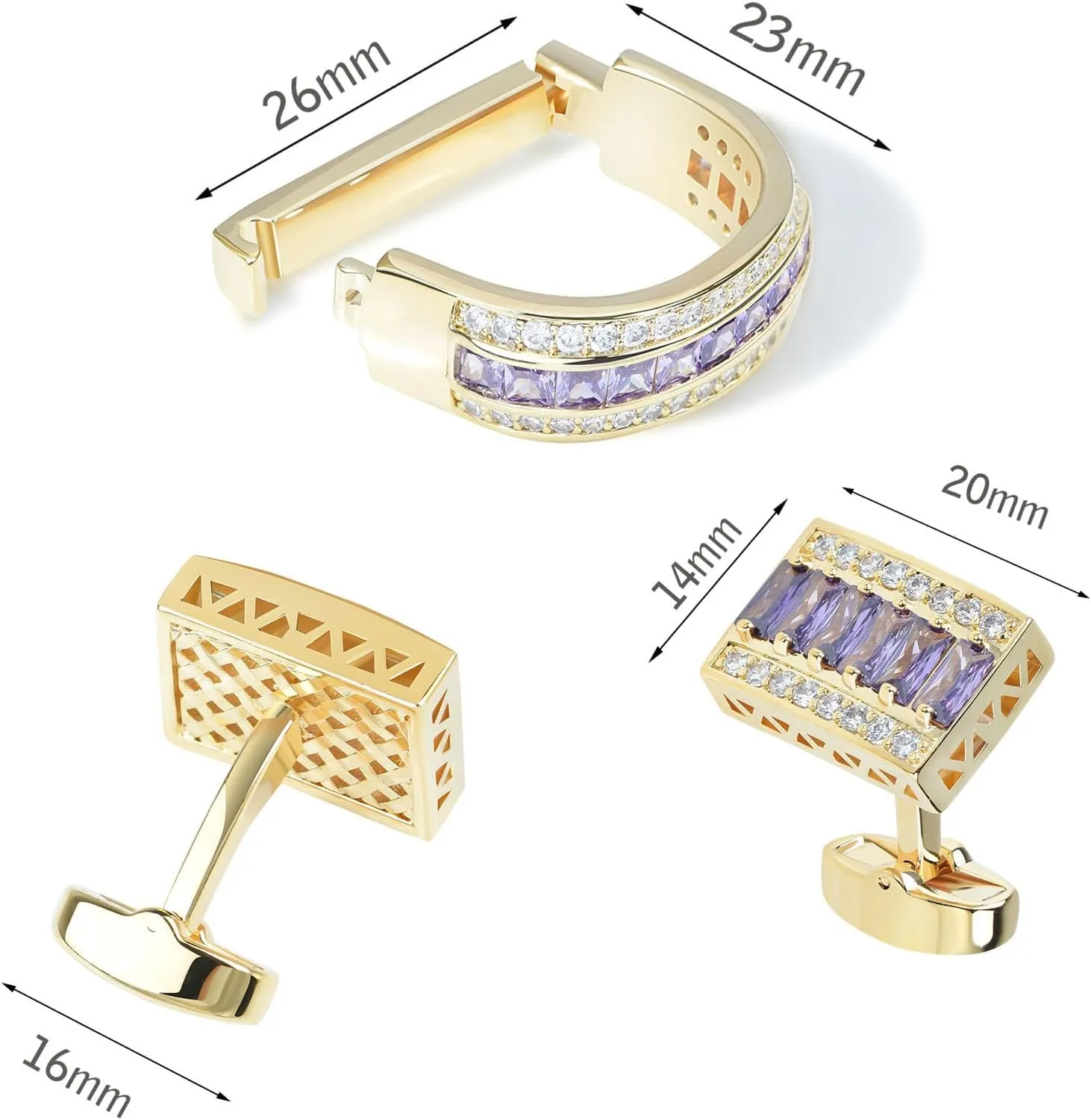 Crystal Cufflinks for Men Luxurious Gorgeous Cuff Links French Shirt Accessories Wedding Business Cufflinks with Gift Box