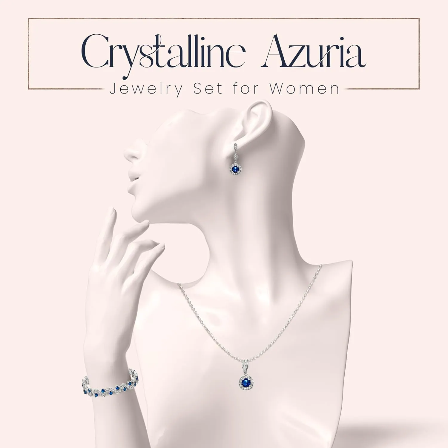 Crystalline Azuria Jewelry Sets For Women Wedding Jewelry Sets Bridal Jewelry Set With Necklace And Earring For Bride Cubic Zirconia Bridesmaid Jewelry