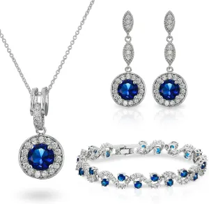 Crystalline Azuria Jewelry Sets For Women Wedding Jewelry Sets Bridal Jewelry Set With Necklace And Earring For Bride Cubic Zirconia Bridesmaid Jewelry