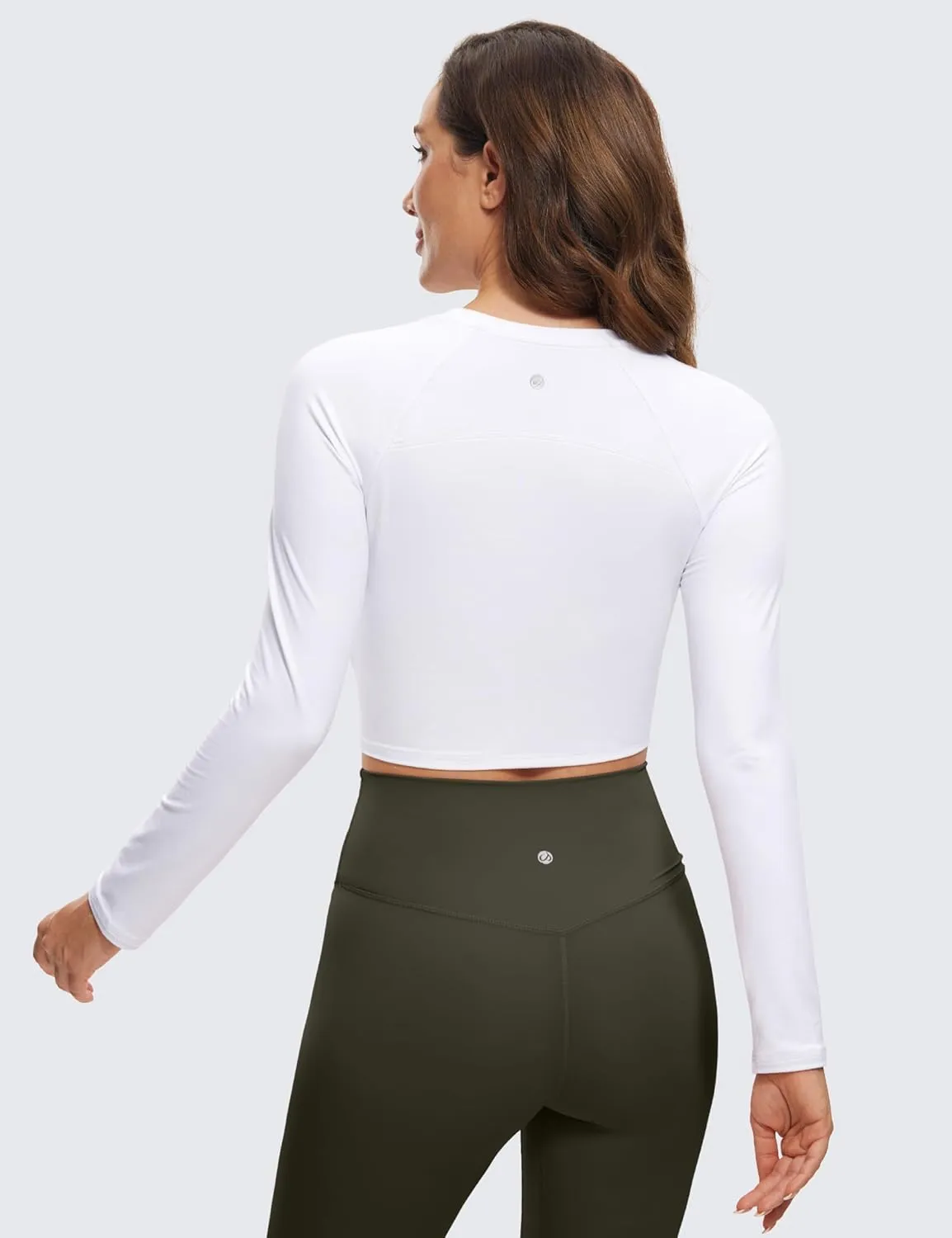 CRZ YOGA Womens Long Sleeve Crop Workout Tops Athletic Yoga Running Cropped T-Shirt Slim Fit Gym Shirts