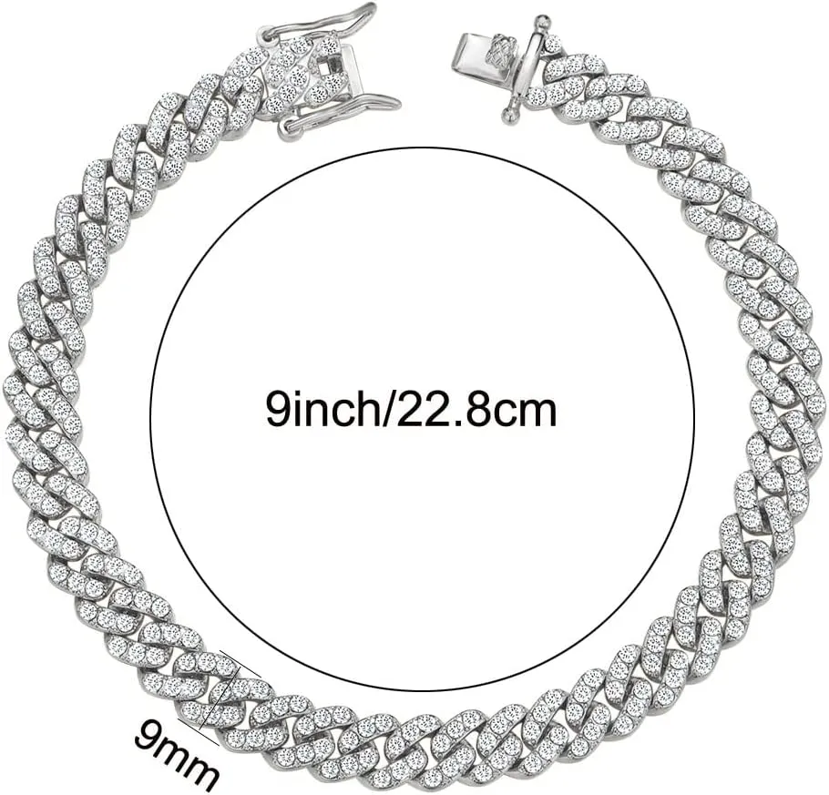 Cuban Link Anklets for Women Plus Size Large Ankle Bracelets Gold Silver Rhinestone Diamond Bling Anklets Women 9 10 inch
