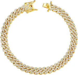 Cuban Link Anklets for Women Plus Size Large Ankle Bracelets Gold Silver Rhinestone Diamond Bling Anklets Women 9 10 inch