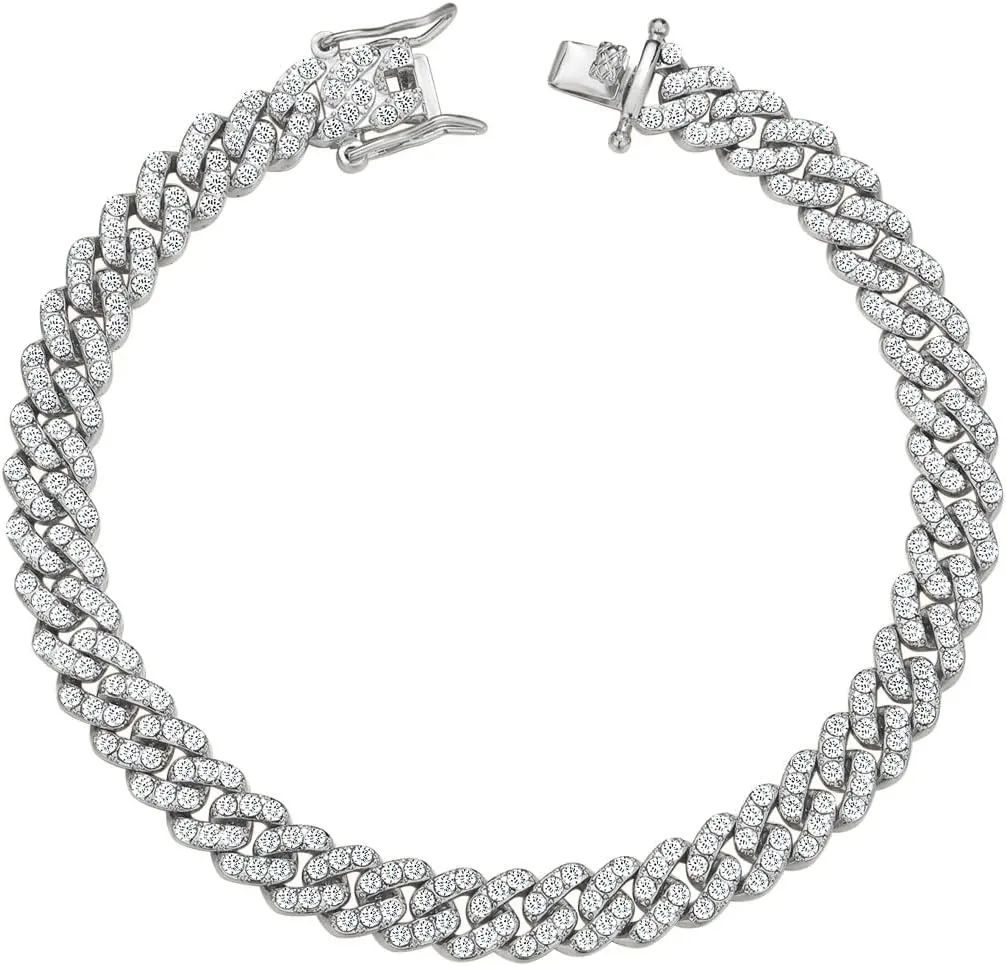 Cuban Link Anklets for Women Plus Size Large Ankle Bracelets Gold Silver Rhinestone Diamond Bling Anklets Women 9 10 inch