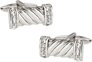 Cuff-Daddy Crystal Rope Cufflinks for Men's Shirt Business Cufflink Best Gifts for Men Anniversaries Birthdays Cufflinks with Presentation Box Suitable for Beautiful Jewelry Gift Made from Silver-Tone