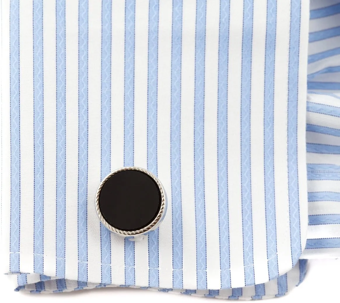Cuff-Daddy Ribbed Tuxedo Cufflinks & Studs Formal Set Unique Designed French Cuff Links Mens Wedding Business for- 5/8" Cufflinks and 3/8" Studs