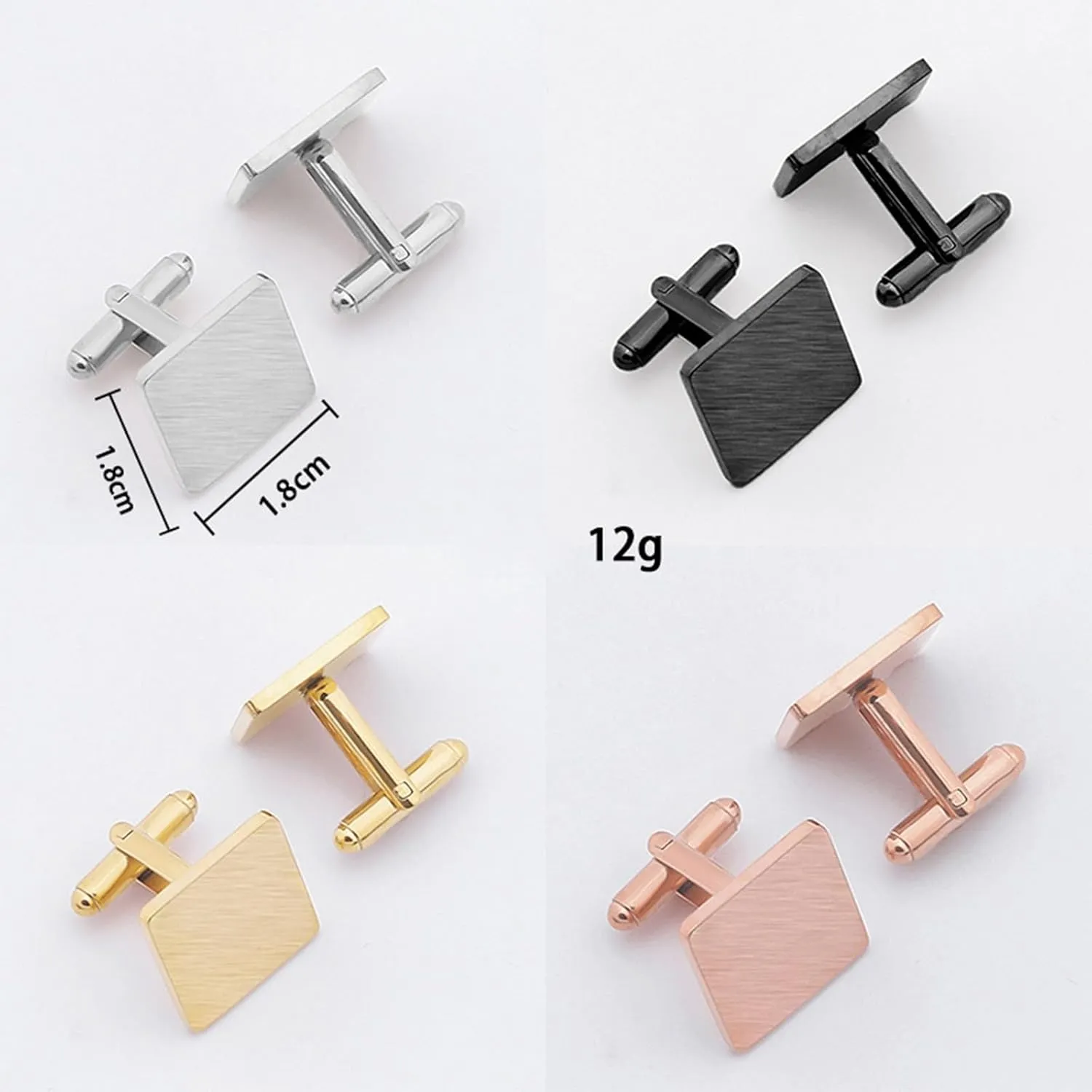 Cuff Link Women Cufflinks Rose Gold Titanium Square Brushed Jewelry for Men Husband Dad Valentines Day Business Fathers Day