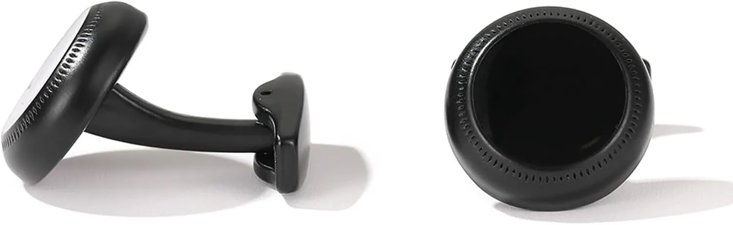 Cuff Links Mens Tuxedo Women Cufflinks Black Silver Plated Enamel Jewelry for Husband Dad Valentines Day Business Fathers Day