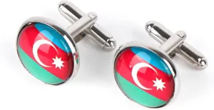 Cufflink Flag, Cufflinks for Men, Patriotic Cufflinks, Azerbaijan Flag Cufflinks, Shirt Mens Cufflinks, Memorial Flags Vintage Cufflinks, Men's Accessories Gift for Men (1Pair)