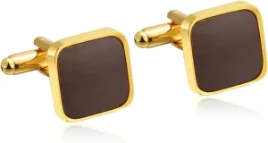 Cufflinks for Men, Cuff Links Groom Brown Stainless Steel Square Shape for Man Business Wedding