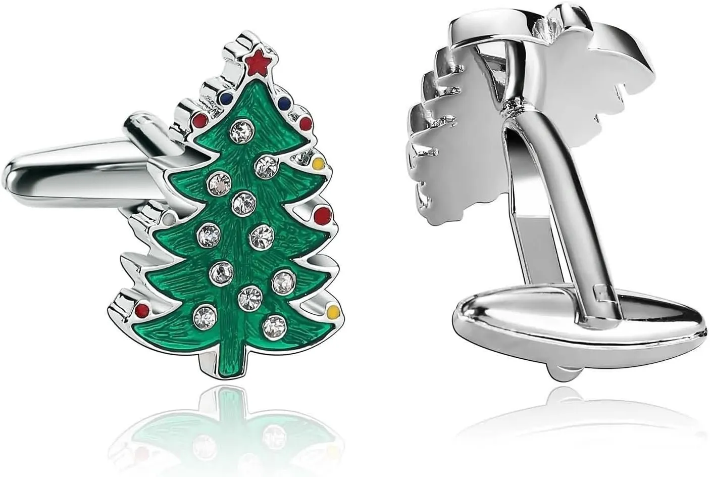 Cufflinks for Men Knit, Cufflinks for Artists White Green Stainless Steel Tree for Man Business Wedding