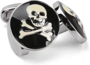 Cufflinks Unique Round Bone and Skull Engraved Cuffs Tuxedo Shirt Silver Cuff Link for Men boys