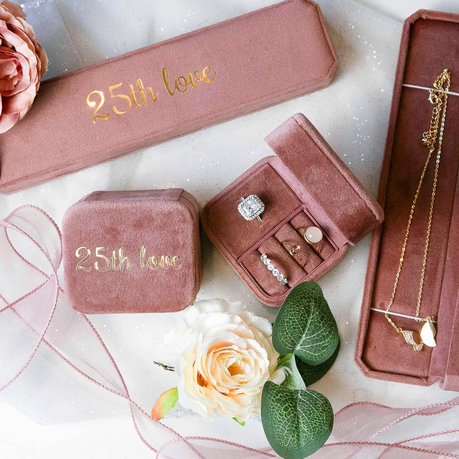 Customizable Velvet Necklace Jewelry Box, Travel Jewelry Case, Travel Jewelry Organizer, Jewelry Box for Women and Girls, Small Jewelry Organizer (Nude Pink, Necklace Box)