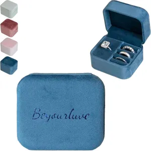 Customizable Velvet Ring Jewelry Box, Travel Jewelry Case, Travel Jewelry Organizer, Jewelry Box for Women and Girls, Small Jewelry Organizer (Dark Blue, Ring Box)