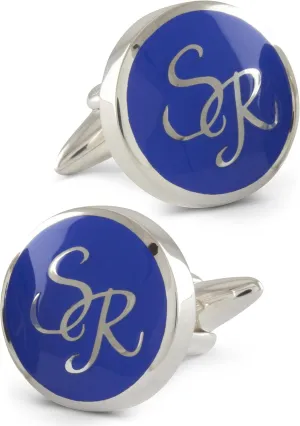 Customized Monogram Cufflinks Sterling Silver & Enamel
