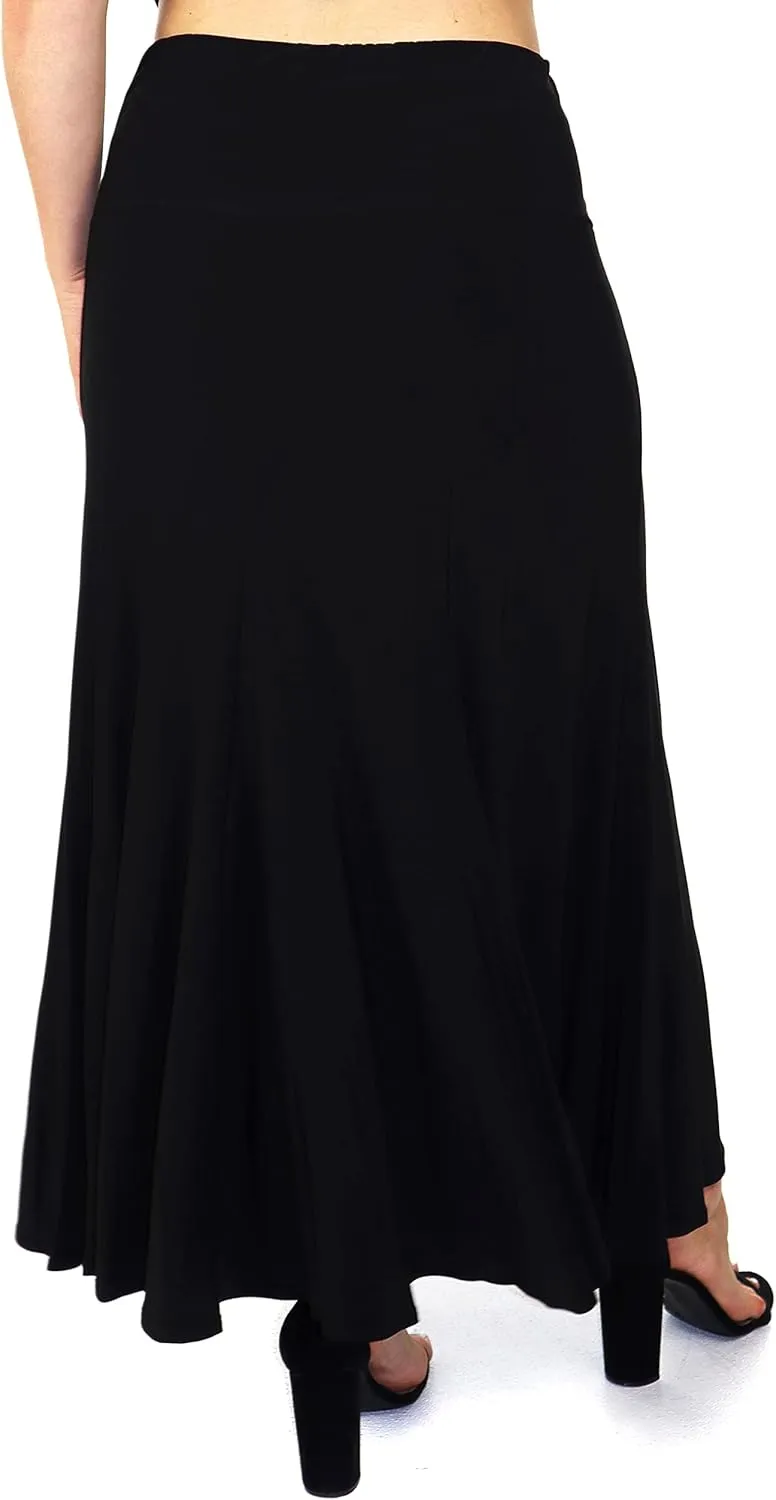 d2bPLUS Women's Flowy Stretchy Midi Skirt, Pleated Maxi A-Line Swing Skirt | Reg and Plus Sizes