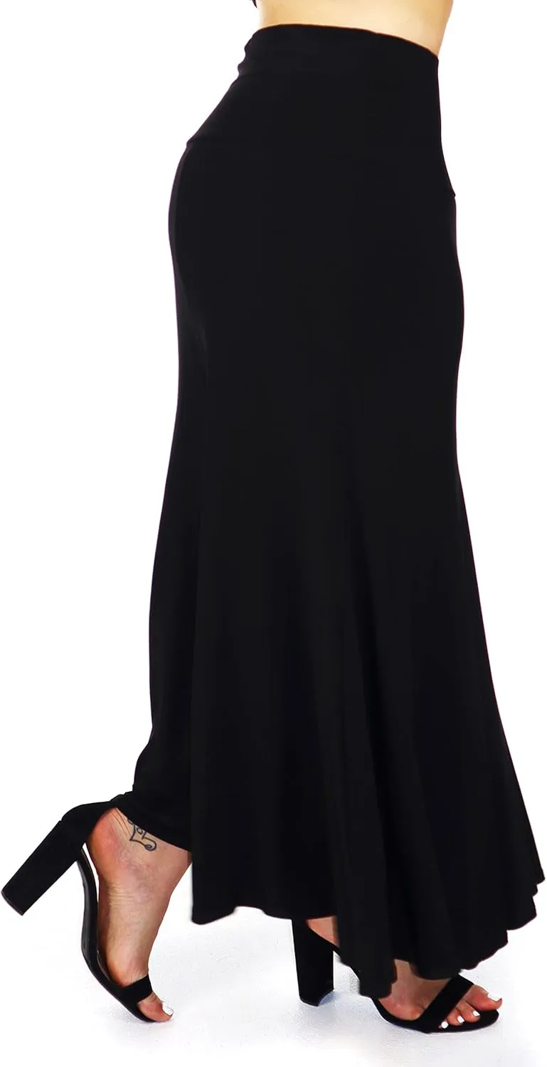 d2bPLUS Women's Flowy Stretchy Midi Skirt, Pleated Maxi A-Line Swing Skirt | Reg and Plus Sizes