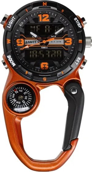 Dakota Digital Clip, Quality Pocket Watch, Fob Alarm, Stopwatch, Timer and Dual Time, Premium Durability Outdoor Gifts for Men, Use for Fishing Hunting, and More, Tactical Digital, Clip On Watch