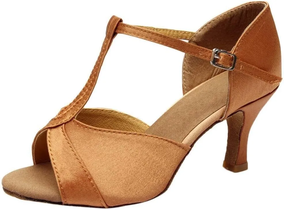 Dance Sandals Latin Ballroom Women's Prom Fashion Color Shoes Salsa Women's Sandals Rubber Sandals for Women with Fuzzy on Top (Gold, 6)